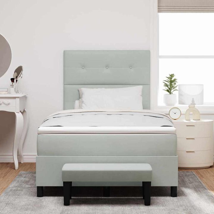 Box spring seng med hovedgærde Lysegrå 200 x 120 cm Fløjl