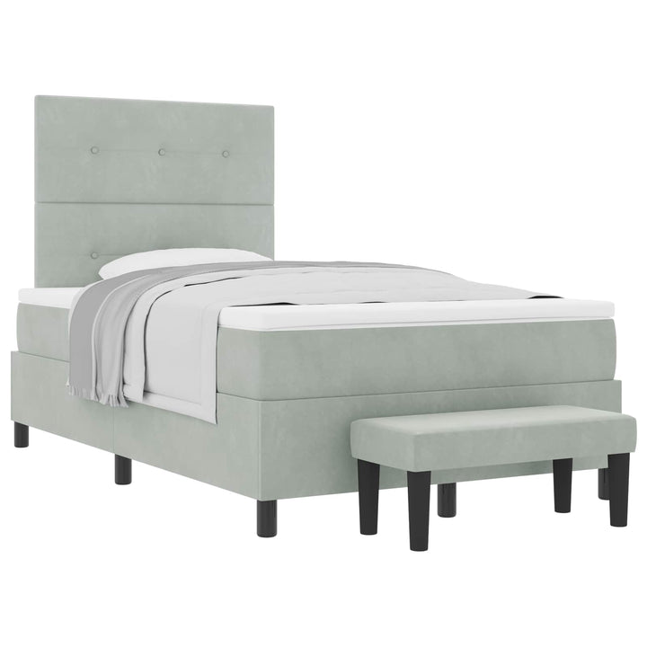 Box spring seng med hovedgærde Lysegrå 200 x 120 cm Fløjl