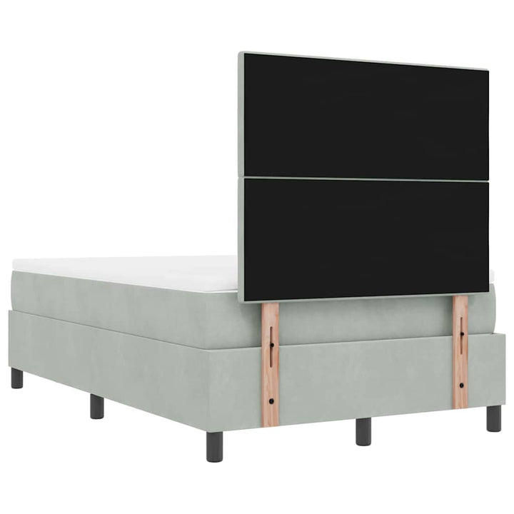 Box spring seng med hovedgærde Lysegrå 200 x 120 cm Fløjl