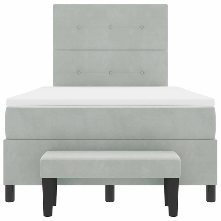 Box spring seng med hovedgærde Lysegrå 200 x 120 cm Fløjl