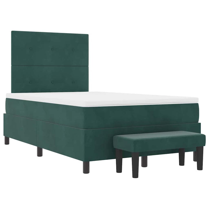 Box spring seng med hovedgærde Mørkegrøn 120 x 200 cm Fløjl