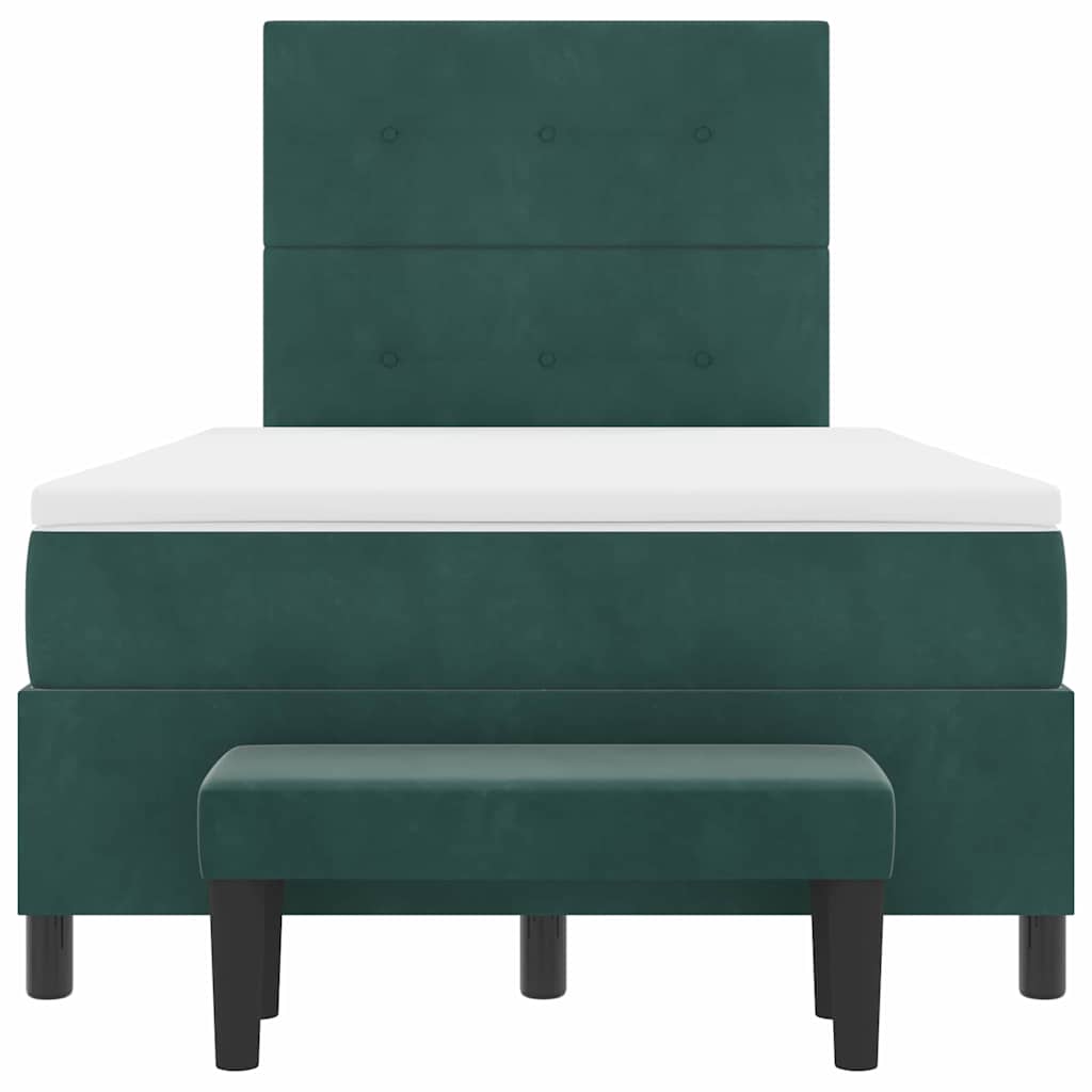 Box spring seng med hovedgærde Mørkegrøn 120 x 200 cm Fløjl