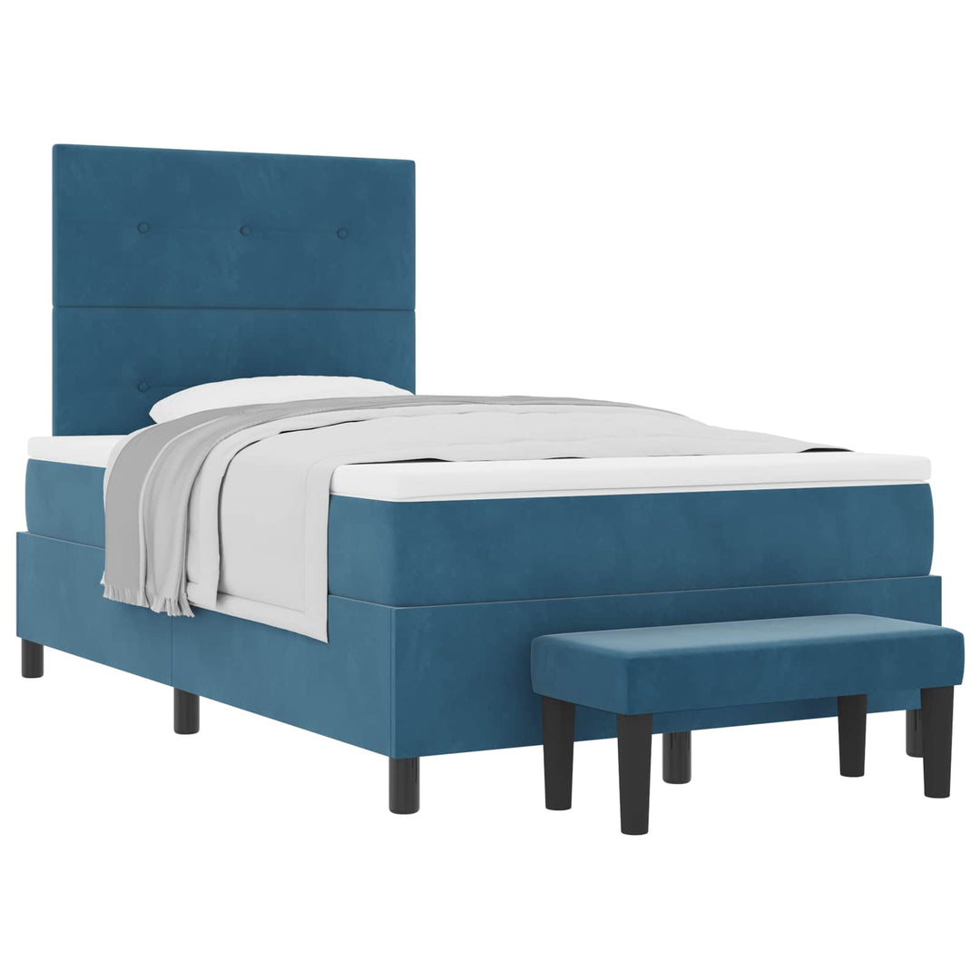 Box spring seng med hovedgærde Mørkeblå 200 x 120 cm Fløjl