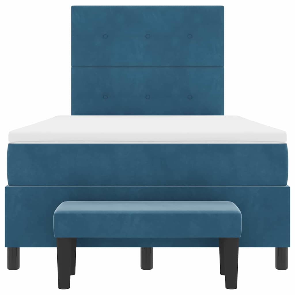 Box spring seng med hovedgærde Mørkeblå 200 x 120 cm Fløjl