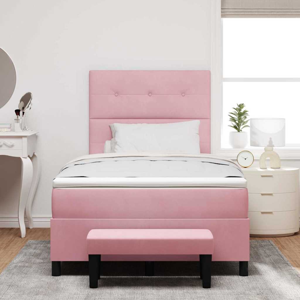 Box spring seng med hovedgærde Lyserød 200 x 120 cm Fløjl