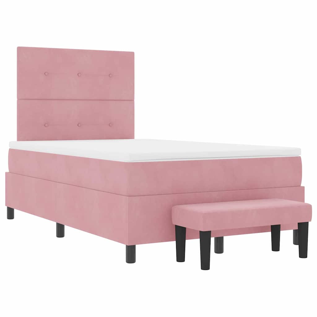 Box spring seng med hovedgærde Lyserød 200 x 120 cm Fløjl