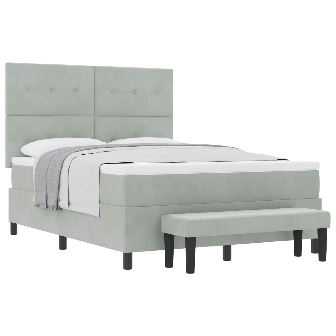Box spring seng med hovedgærde Lysegrå 190 x 140 cm Fløjl