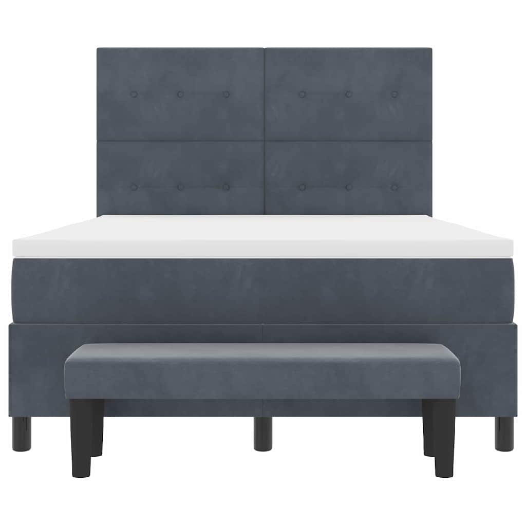 Box spring seng med hovedgærde Mørkegrå 190 x 140 cm Fløjl