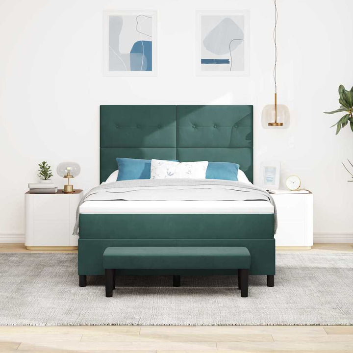 Box spring seng med hovedgærde Mørkegrøn 190 x 140 cm Fløjl