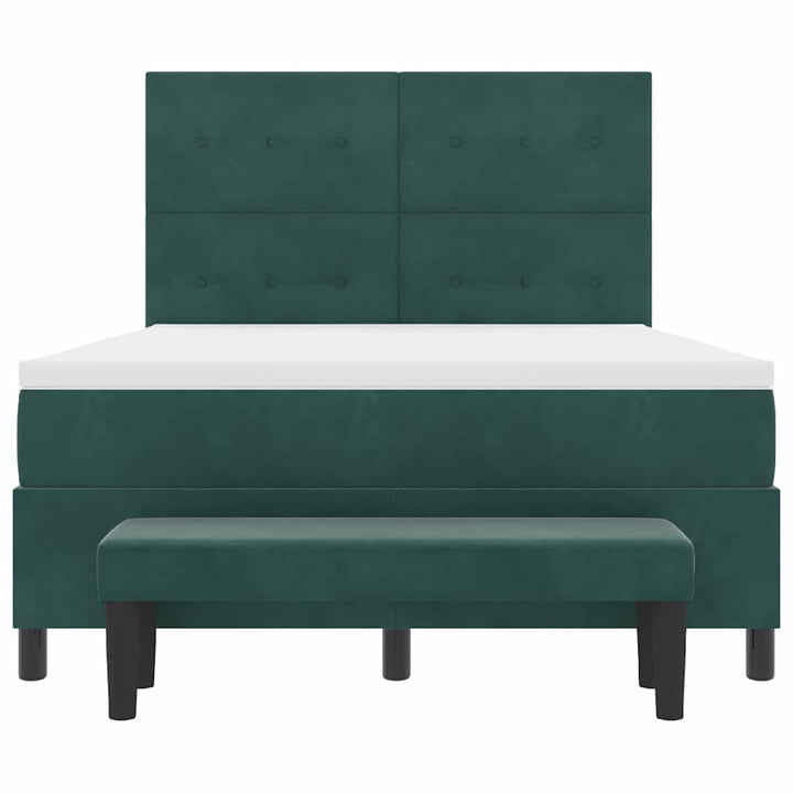 Box spring seng med hovedgærde Mørkegrøn 190 x 140 cm Fløjl