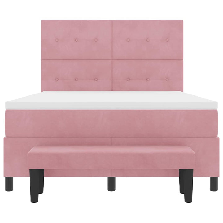 Box spring seng med pude Lyserød 190 x 140 cm Fløjl