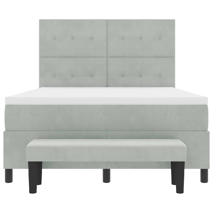 Box spring seng med hovedgærde Lysegrå 200 x 140 cm Fløjl