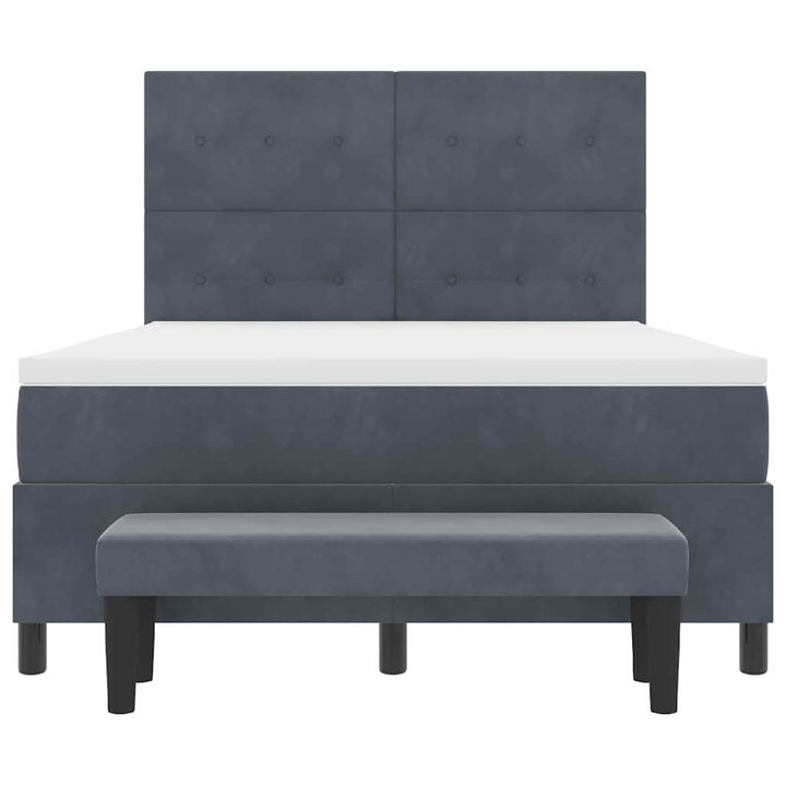Box spring seng med hovedgærde Mørkegrå 200 x 140 cm Fløjl