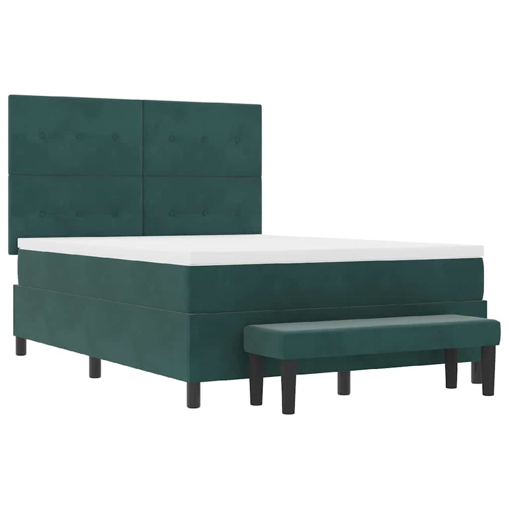 Box spring seng med hovedgærde Mørkegrøn 200 x 140 cm Fløjl