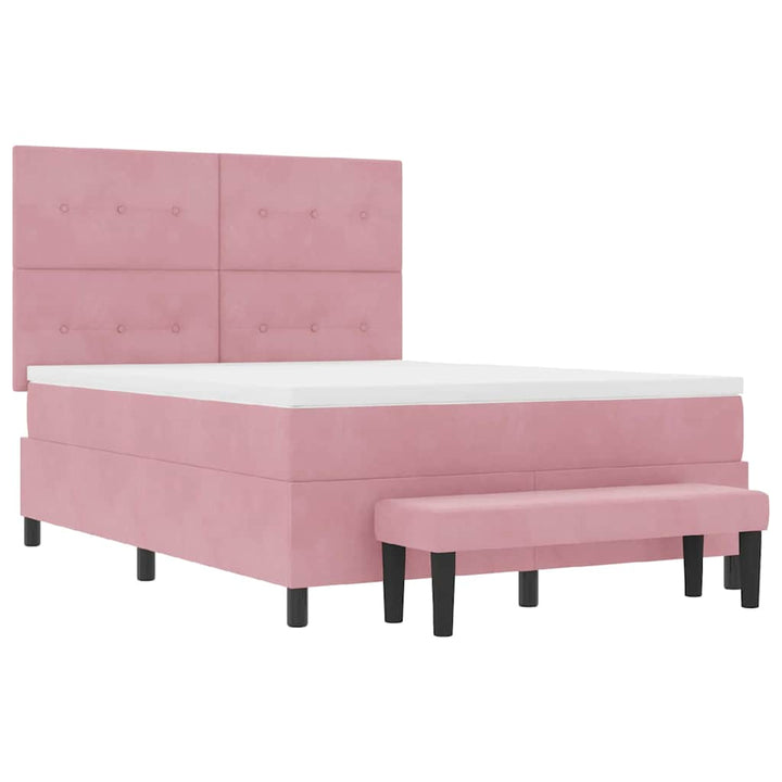Box spring seng med pude Lyserød 200 x 140 cm Fløjl