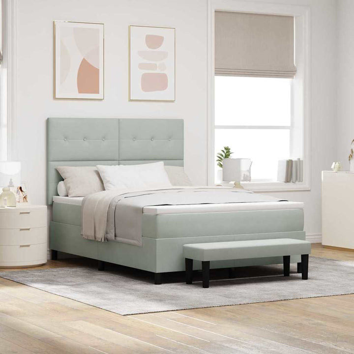 Box spring seng med hovedgærde Lysegrå 200 x 160 cm Fløjl