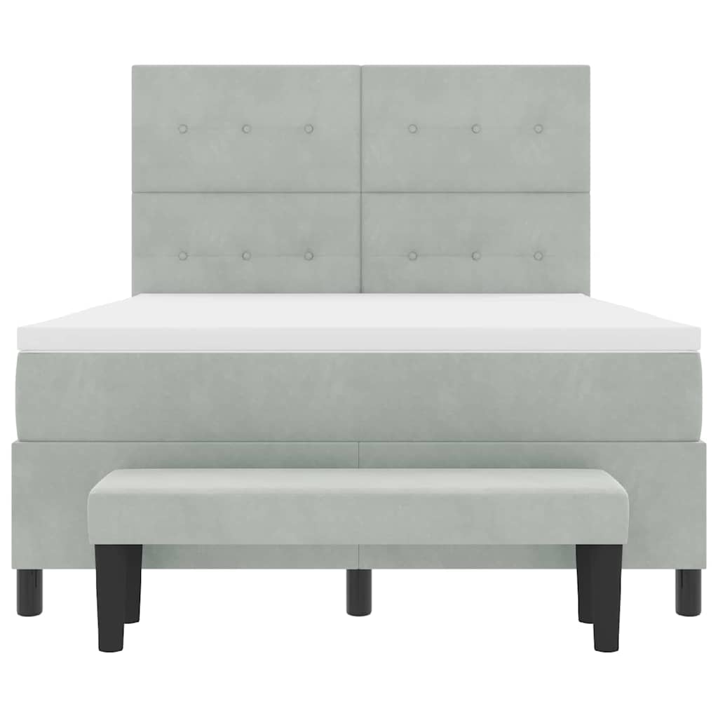 Box spring seng med hovedgærde Lysegrå 200 x 160 cm Fløjl