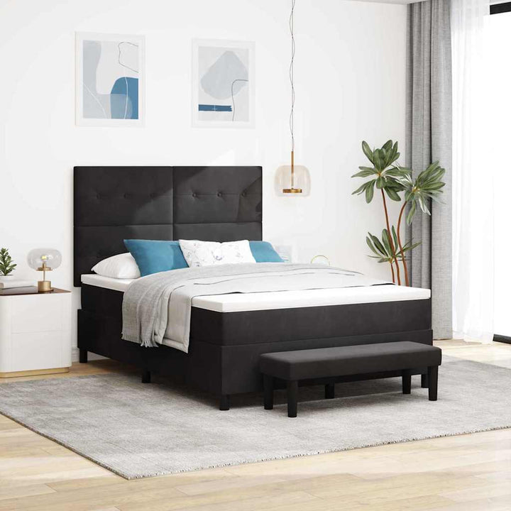 Box spring seng med hovedgærde Sort 200 x 160 cm Fløjl
