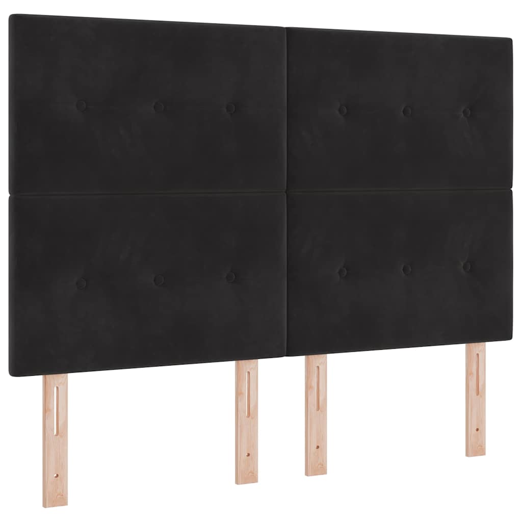 Box spring seng med hovedgærde Sort 200 x 160 cm Fløjl