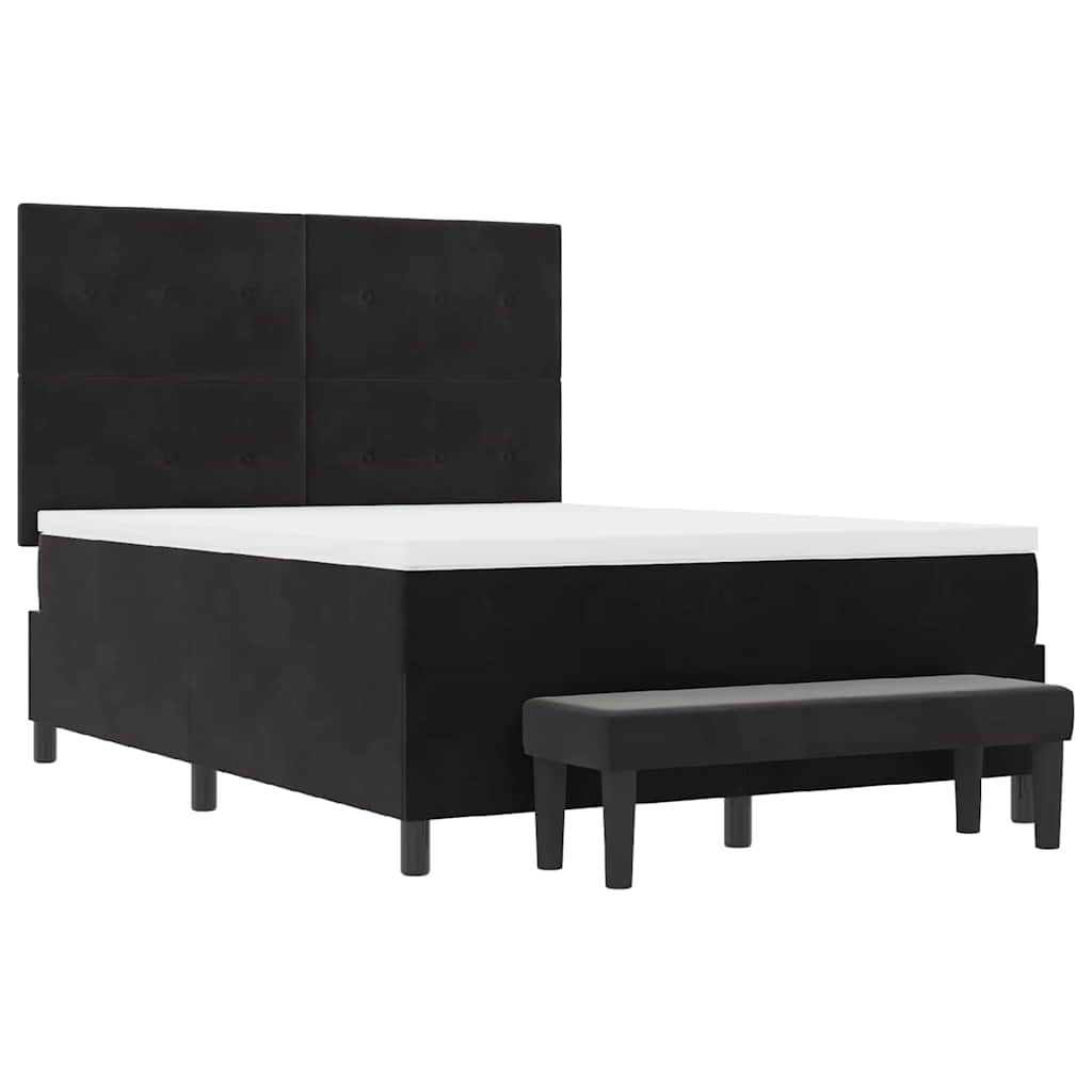 Box spring seng med hovedgærde Sort 200 x 160 cm Fløjl