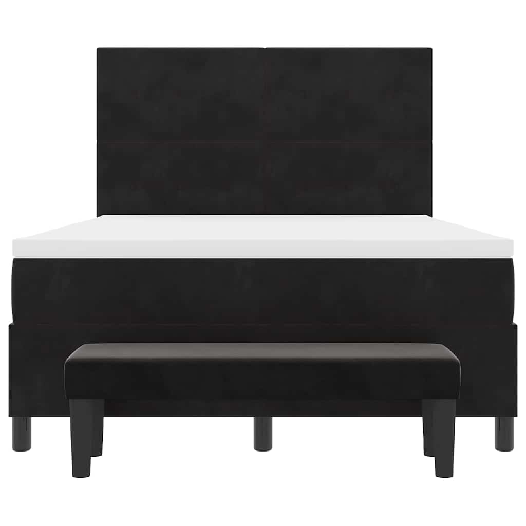 Box spring seng med hovedgærde Sort 200 x 160 cm Fløjl