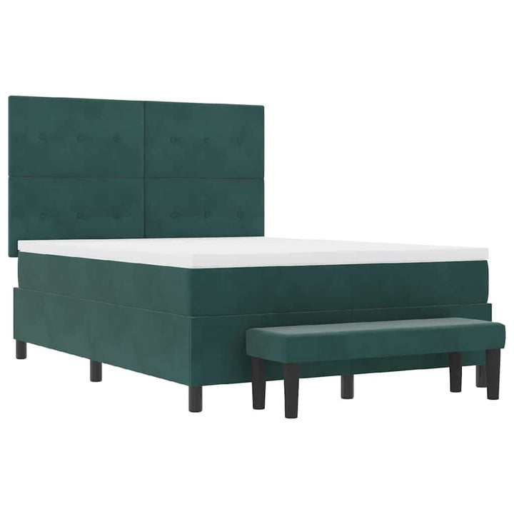 Box spring seng med hovedgærde Mørkegrøn 200 x 160 cm Fløjl