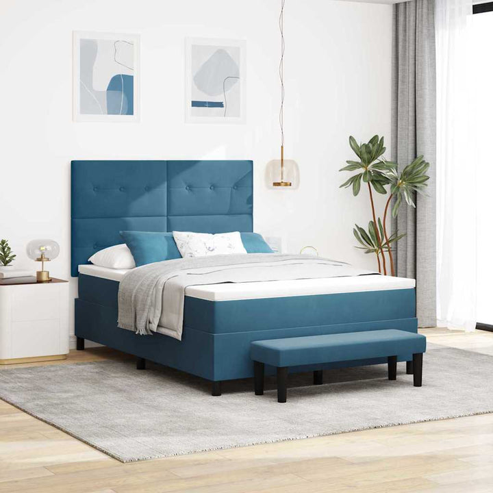 Box spring seng med hovedgærde Mørkeblå 200 x 160 cm Fløjl