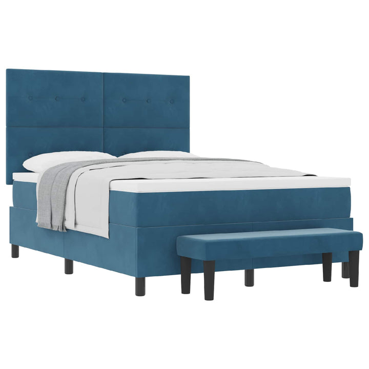 Box spring seng med hovedgærde Mørkeblå 200 x 160 cm Fløjl