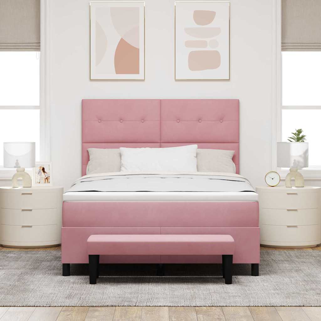 Box spring seng med hovedgærde Lyserød 200 x 160 cm Fløjl