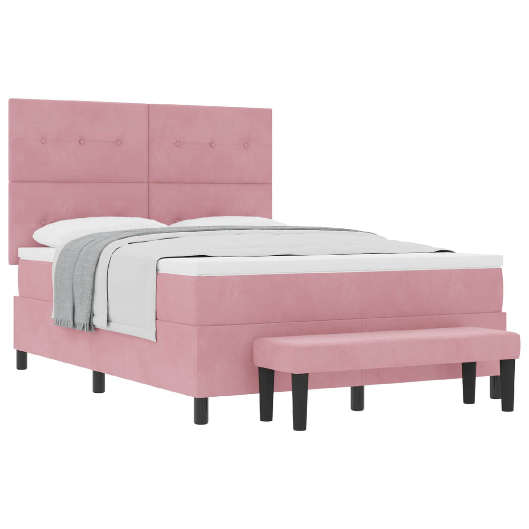 Box spring seng med hovedgærde Lyserød 200 x 160 cm Fløjl