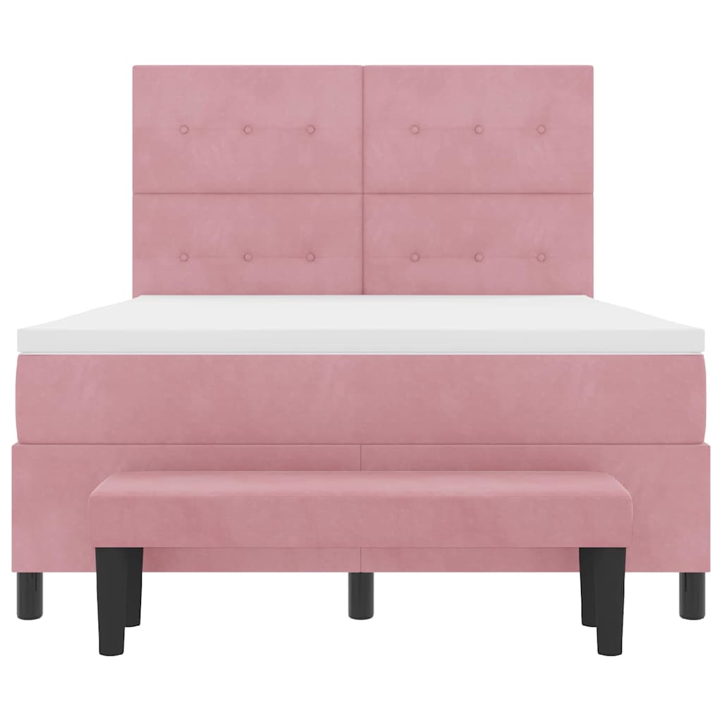 Box spring seng med hovedgærde Lyserød 200 x 160 cm Fløjl