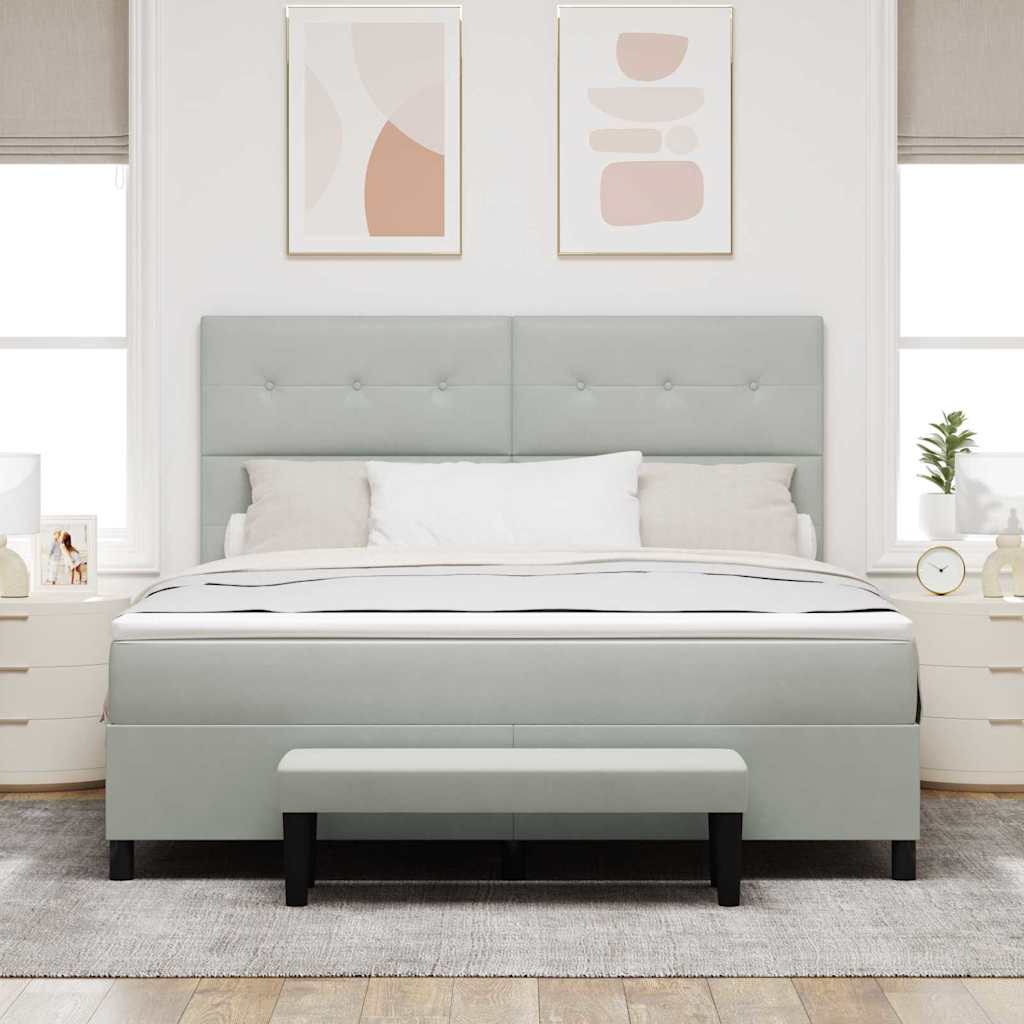 Box spring seng med hovedgærde Lysegrå 200 x 180 cm Fløjl