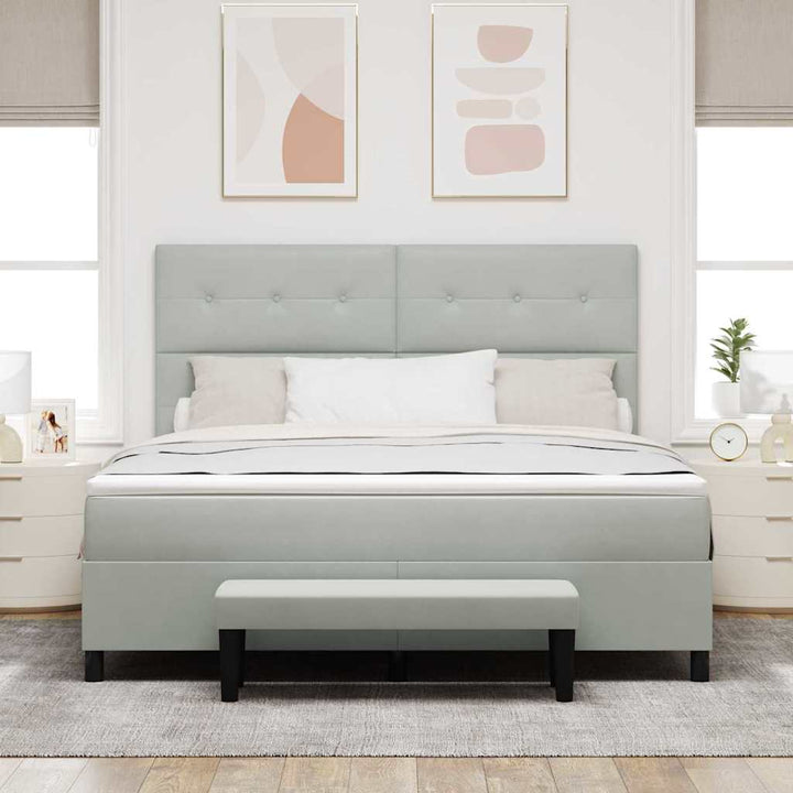 Box spring seng med hovedgærde Lysegrå 200 x 180 cm Fløjl