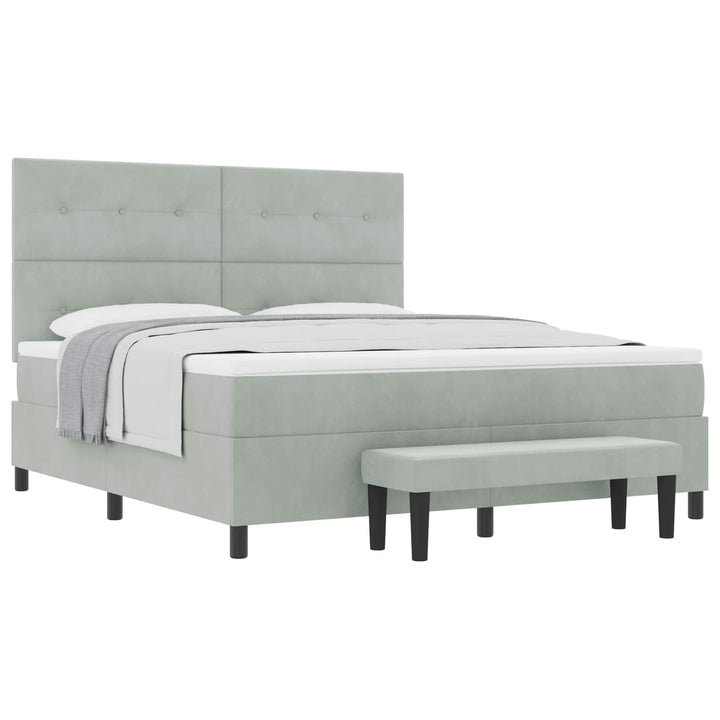 Box spring seng med hovedgærde Lysegrå 200 x 180 cm Fløjl