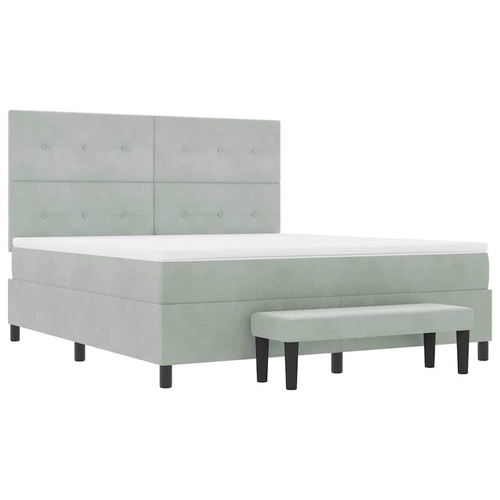 Box spring seng med hovedgærde Lysegrå 200 x 180 cm Fløjl
