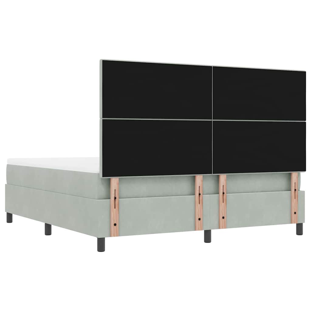 Box spring seng med hovedgærde Lysegrå 200 x 180 cm Fløjl