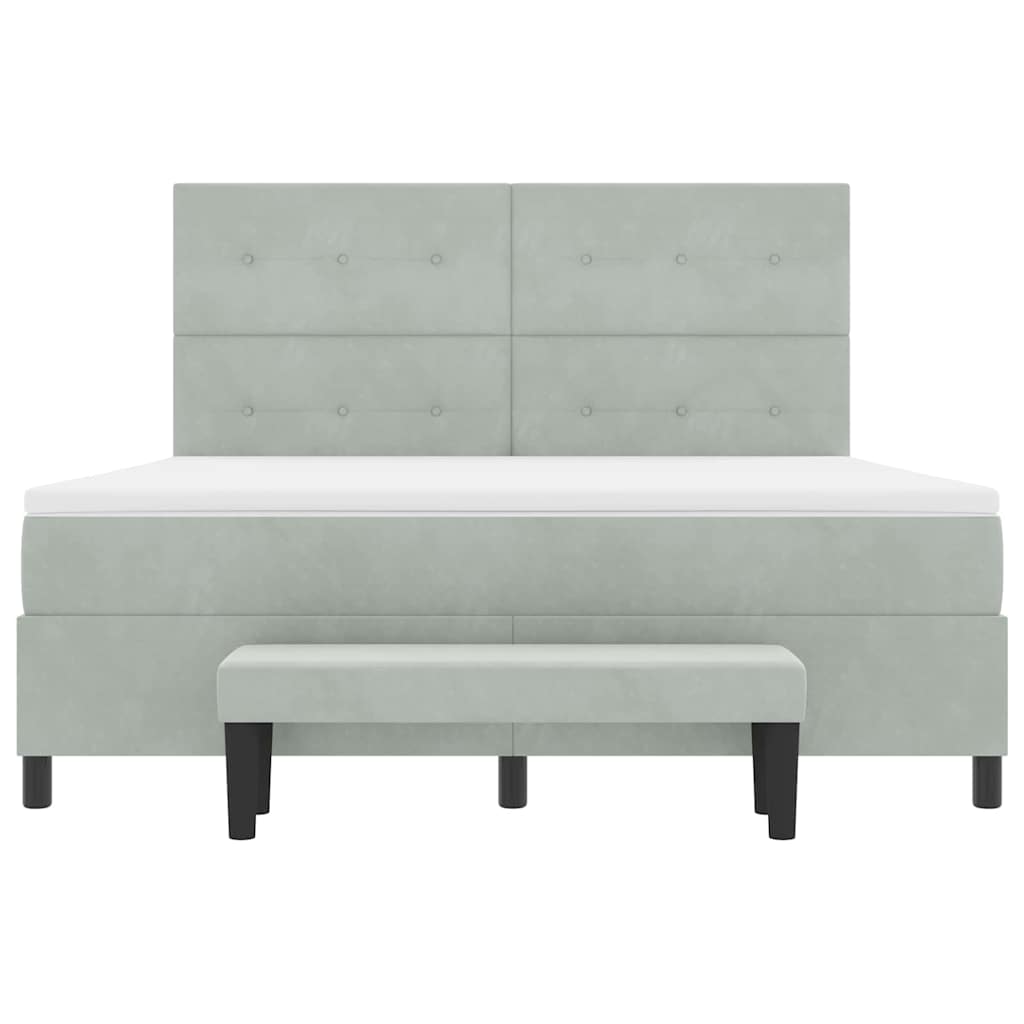 Box spring seng med hovedgærde Lysegrå 200 x 180 cm Fløjl