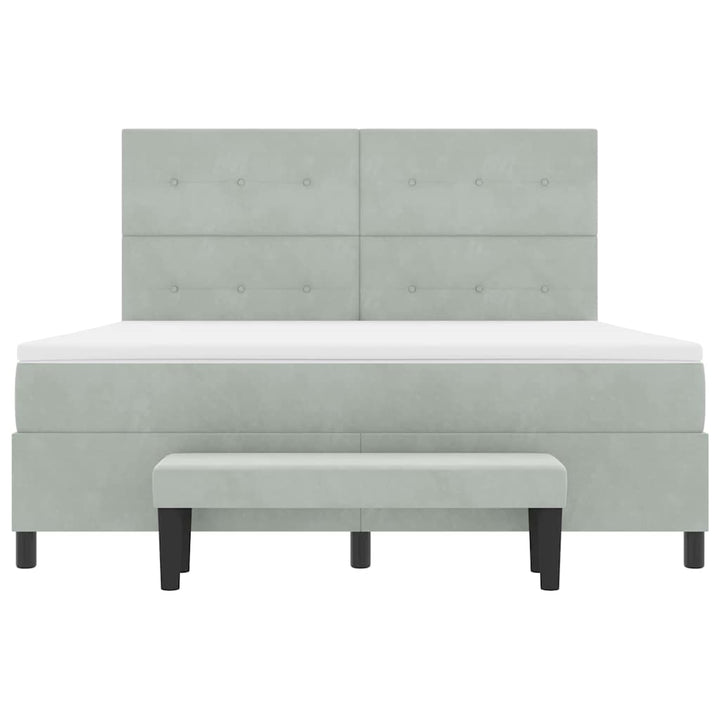Box spring seng med hovedgærde Lysegrå 200 x 180 cm Fløjl