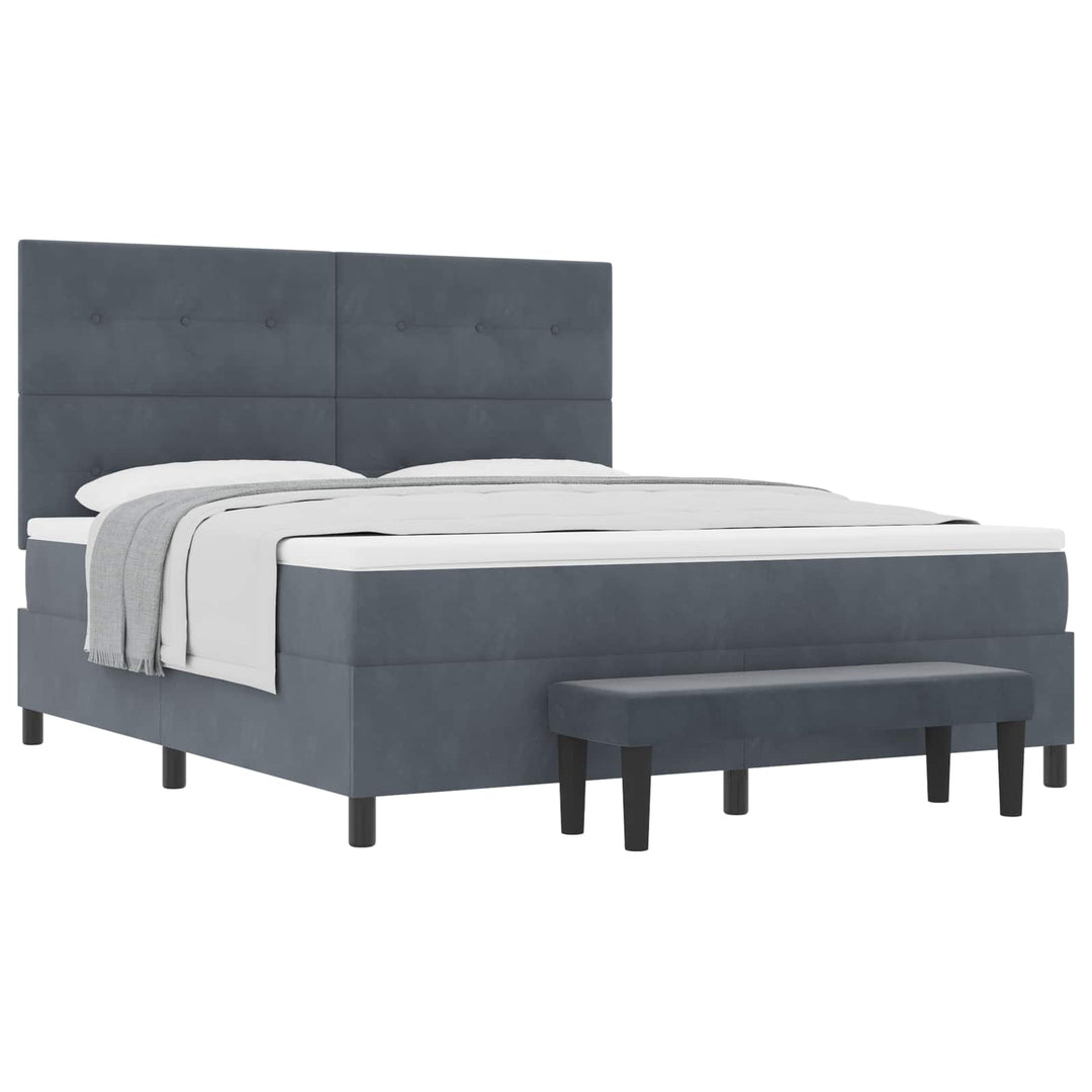 Box spring seng med hovedgærde Mørkegrå 200 x 180 cm Fløjl