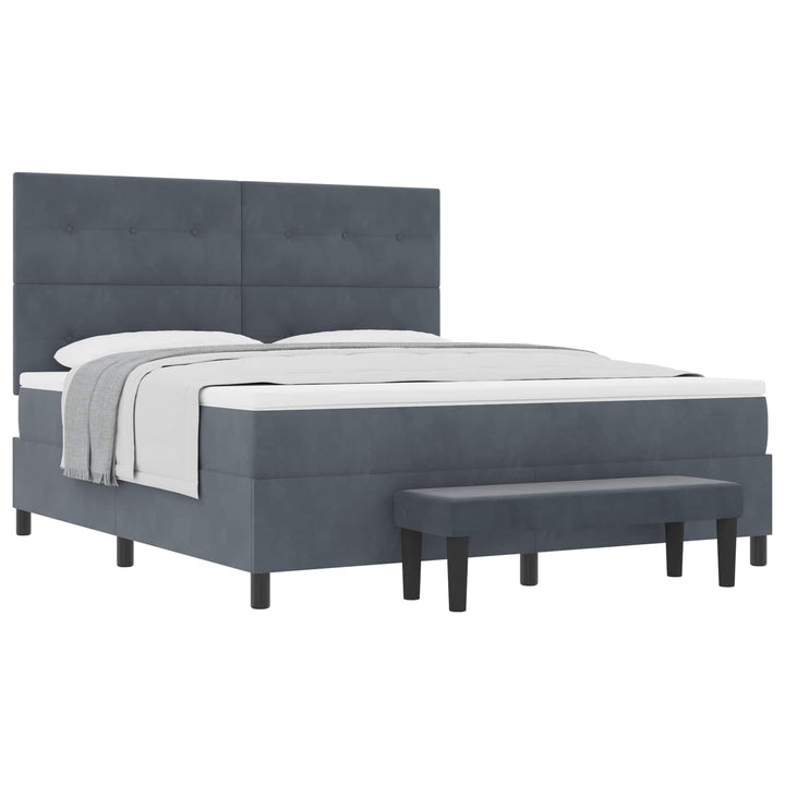Box spring seng med hovedgærde Mørkegrå 200 x 180 cm Fløjl
