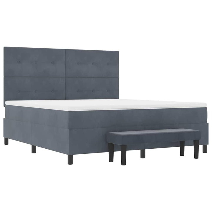 Box spring seng med hovedgærde Mørkegrå 200 x 180 cm Fløjl