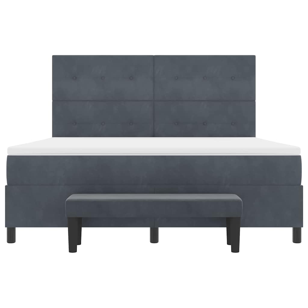 Box spring seng med hovedgærde Mørkegrå 200 x 180 cm Fløjl