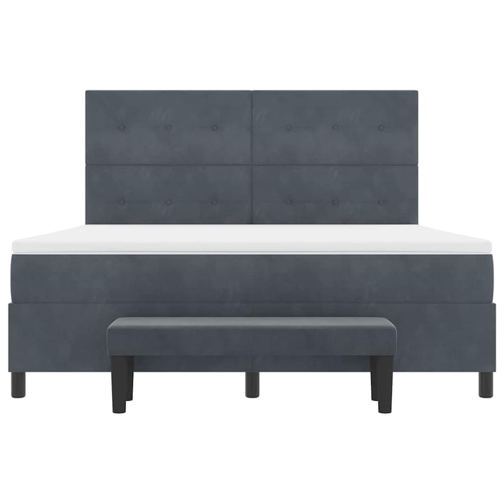 Box spring seng med hovedgærde Mørkegrå 200 x 180 cm Fløjl