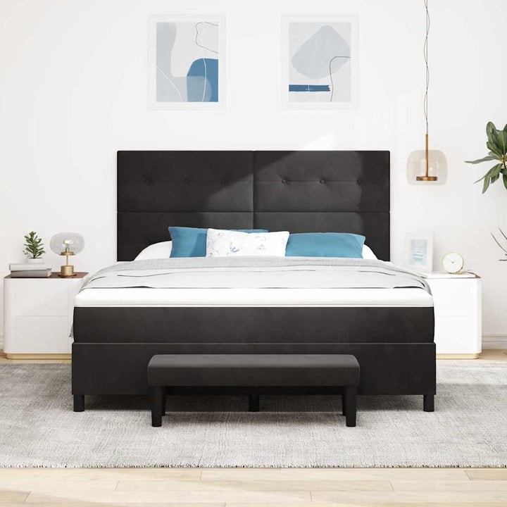 Box spring seng med hovedgærde Sort 200 x 180 cm Fløjl