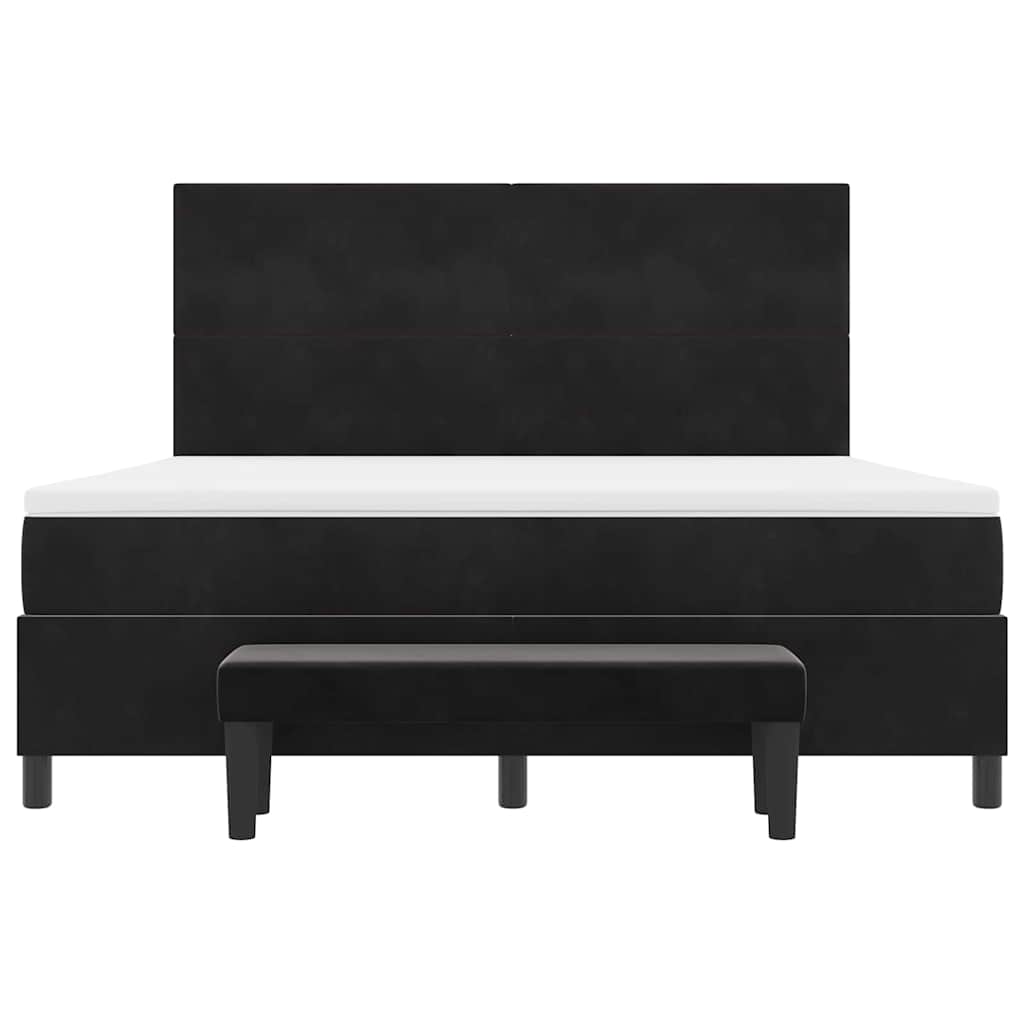 Box spring seng med hovedgærde Sort 200 x 180 cm Fløjl