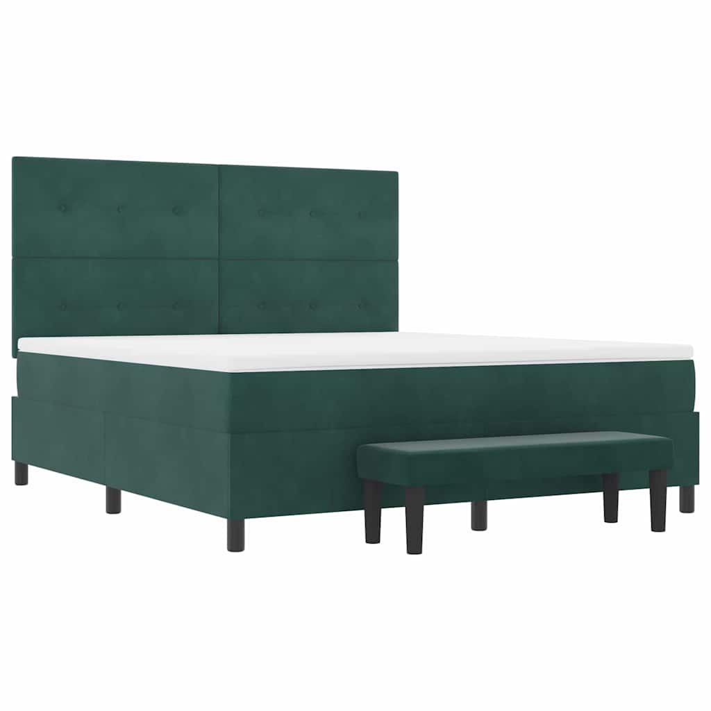 Box spring seng med hovedgærde Mørkegrøn 200 x 180 cm Fløjl