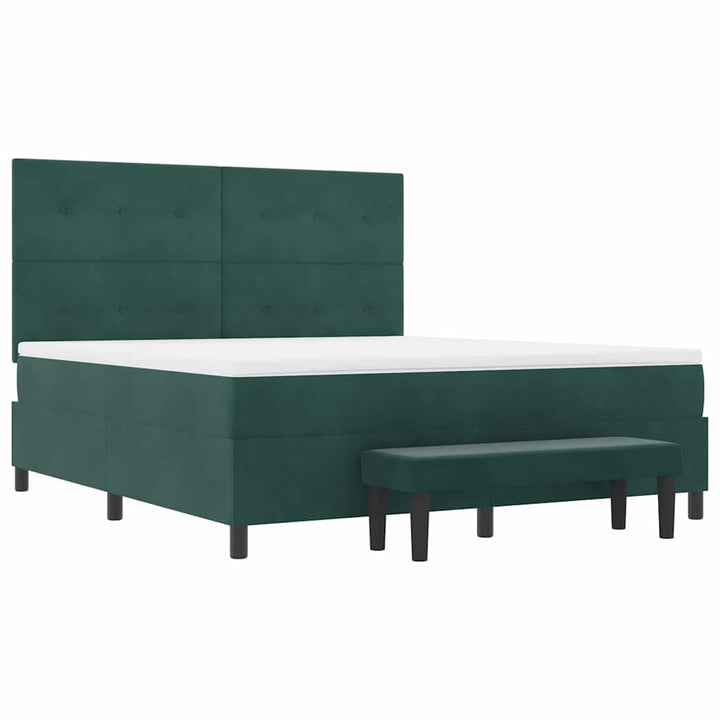 Box spring seng med hovedgærde Mørkegrøn 200 x 180 cm Fløjl