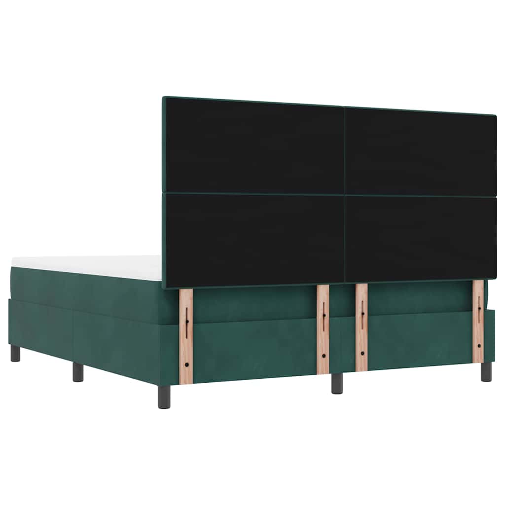 Box spring seng med hovedgærde Mørkegrøn 200 x 180 cm Fløjl