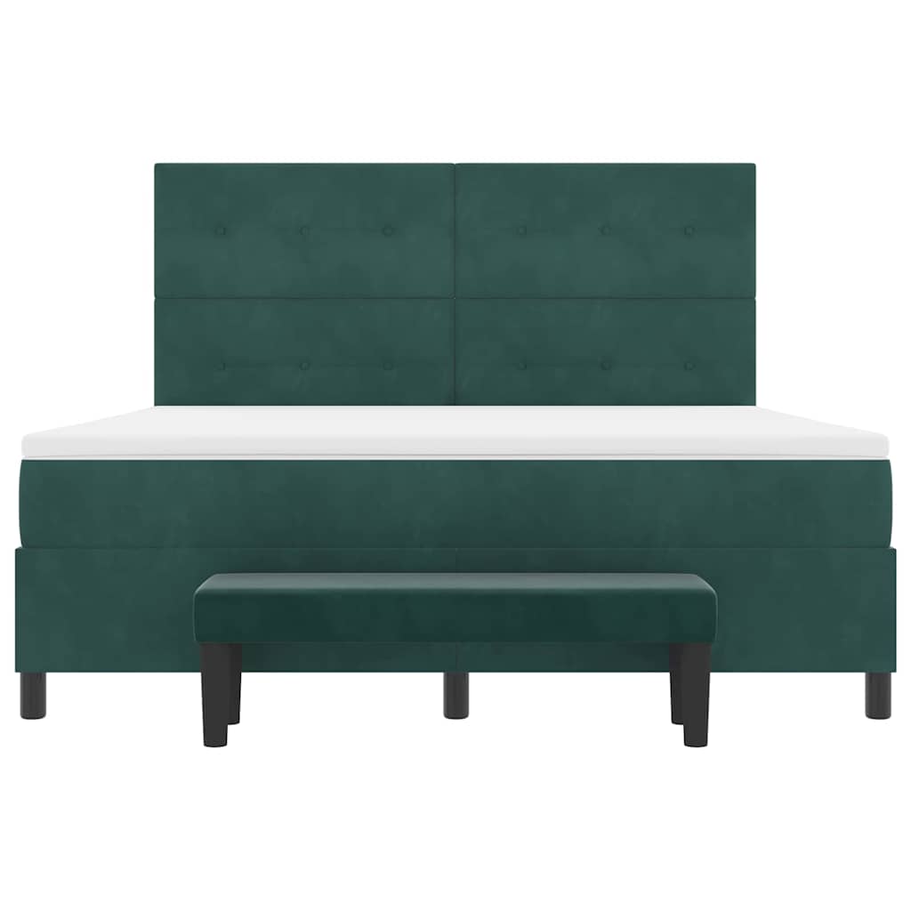 Box spring seng med hovedgærde Mørkegrøn 200 x 180 cm Fløjl