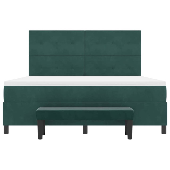 Box spring seng med hovedgærde Mørkegrøn 200 x 180 cm Fløjl
